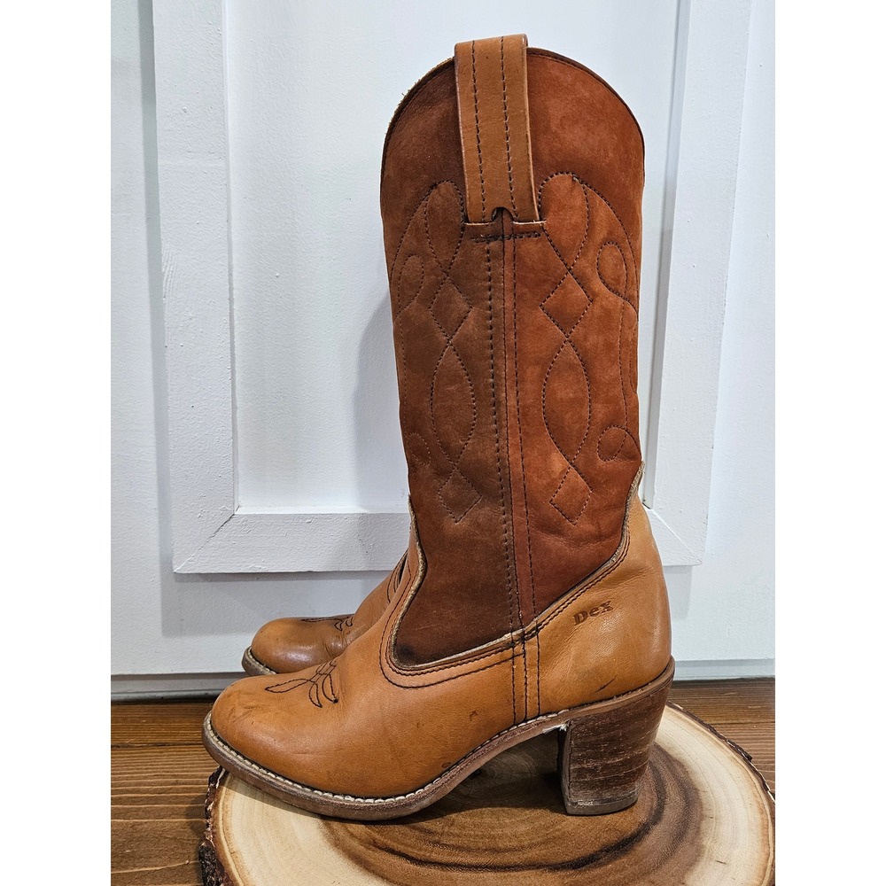 Dexter VTG Womens Brown Leather Suede Western Cowboy Boots Made in USA‎ Size 6M